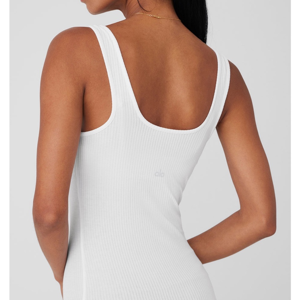 ALO Yoga White Ribbed Tank Top - Picture 3 of 6